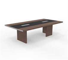 Elegante Konferensbord Elegante mötesbord i fanér med läder, 280x140 cm