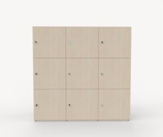 Shape personlig förvaring, 9 fack, låsbart med nyckel, Björk Björk