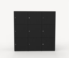 Shape personlig förvaring, 9 fack, låsbart med nyckel, Svart Svartbetsad Ek