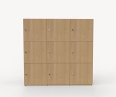 Shape personlig förvaring, 9 fack, låsbart med nyckel, Ek Ek