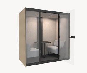 Tyst rum med hjul, mötesbox med soffa