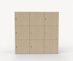 Shape personlig förvaring, 9 fack, låsbart med nyckel, Ljus Ek Ljus Ek