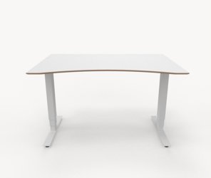 Höj & sänkbart skrivbord med maguttag, vit med fasad kant